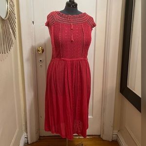 Harsha Magenta Knit Embroidered Bohemian Dress